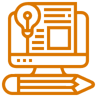 Monitor with a document, a light bulb, and a pencil