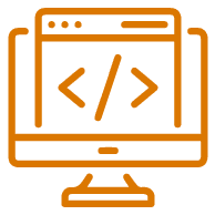 Monitor showing code brackets
