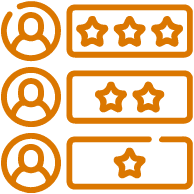 Three people, each with a star rating