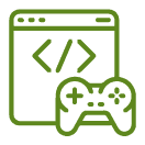Browser window with code and a game controller