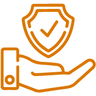 Hand holding a shield with a check mark